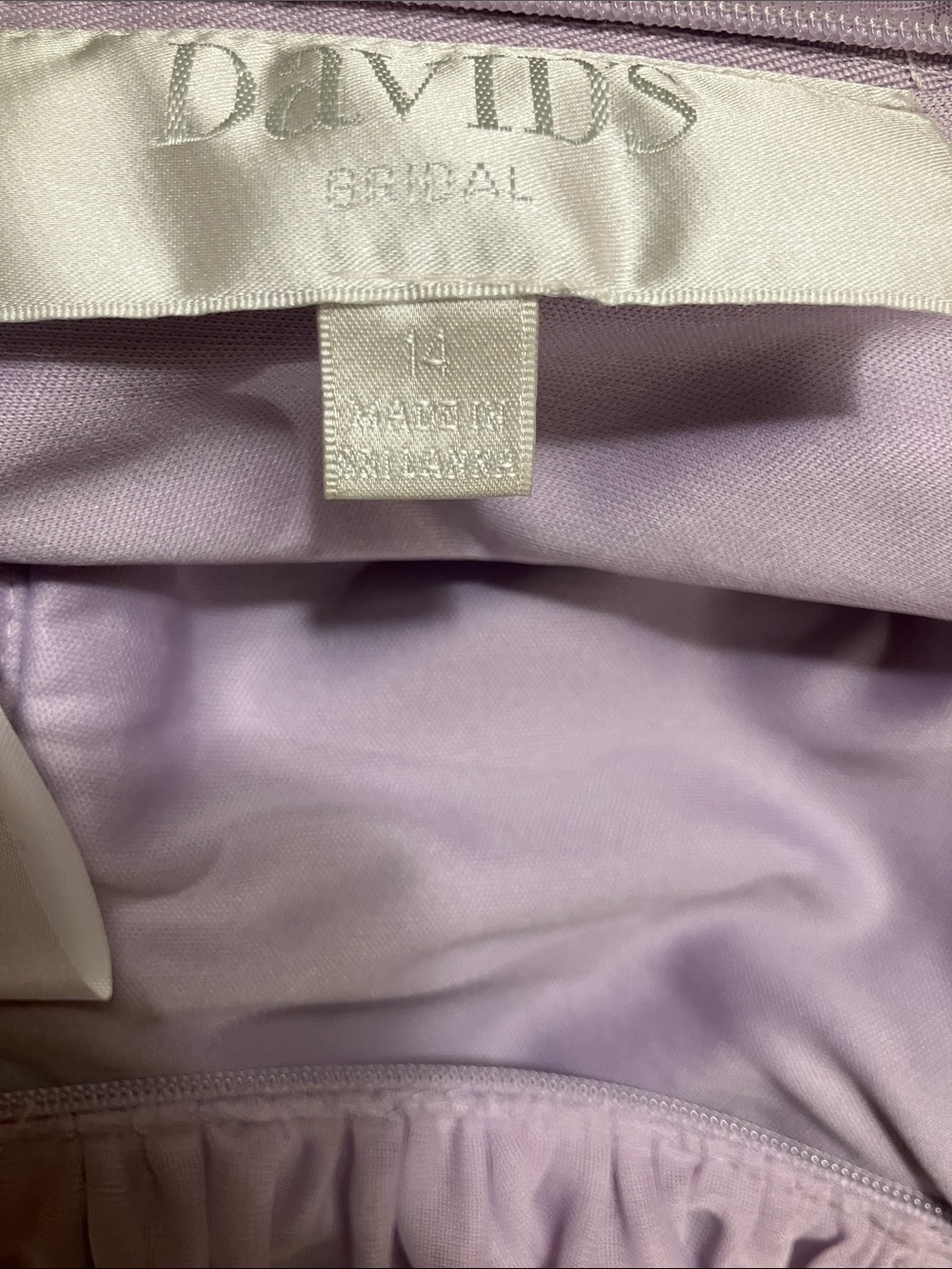 David's Bridal Lavender Chiffon Maxi Dress with Illusion Yoke - Picture 4 of 6